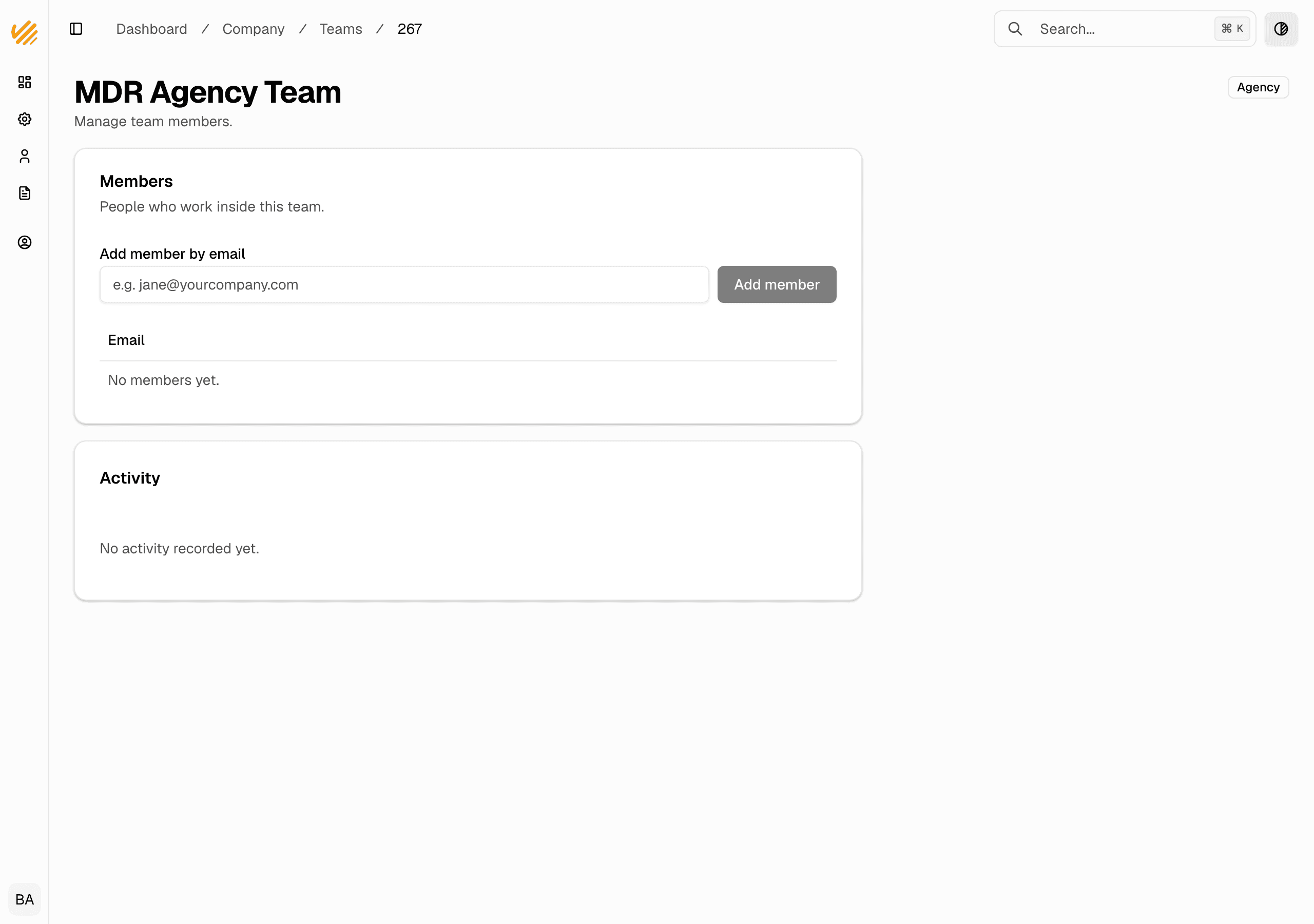 The team members section